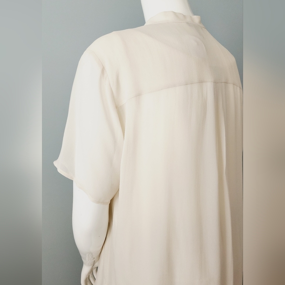 [2X] EILEEN FISHER 100% Silk Button Down Semi Sheer Short Sleeve Blouse - Picture 11 of 15